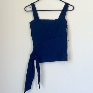 NWT Susana Monaco Navy Blue Wide Strap Tank Top with Side Tie - Small